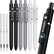 Black Gel Pens, 6Pcs Fine Point Smooth Writing Pens with 3 Extra Refills, Quick