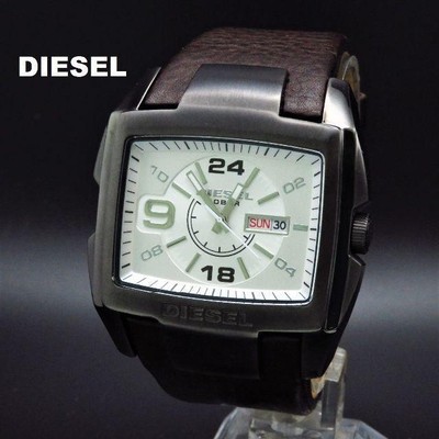Diesel Watch Dz1216 DIESEL DZ-1216 Day Date Leather Strap Analog