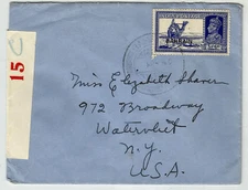Bahrain SCARCE 1940 Censored cover to the USA with King GVI stamp 3As6Pps, censo