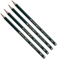 Faber-Castell pencils, Castell 9000 graphite 1 Count Pack of 4 , 5H