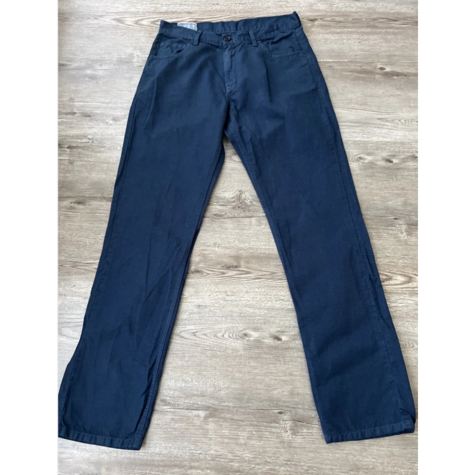 Billy Reid Cotton Linen 5 Pocket Pant Mens 31 Carbon Blue Navy Slim Fit Made USA