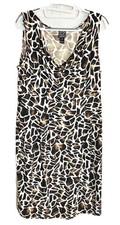 Clara Sun Woo Animal Print Shift Dress Sz M Stretch Knit Sleeveless Party Cruise