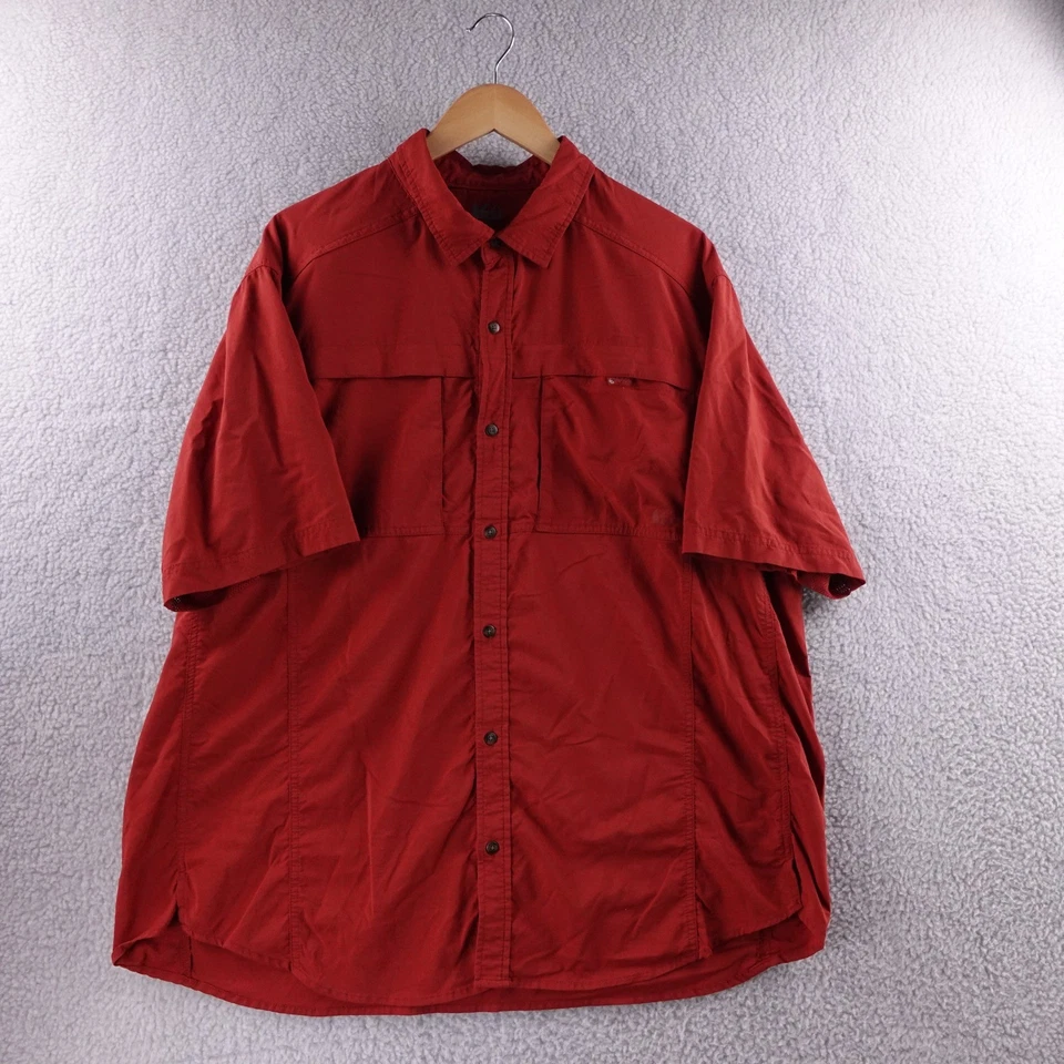 Camisa REI Para Hombres Roja Manga Corta Abotonada Senderismo Aventura Talla XXL Campamento Foto 2 de 4