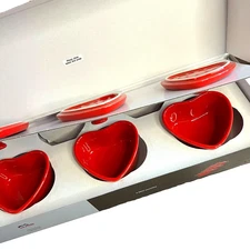 Staub 3 Mini Cocottes Heart Shaped Red NEW (cute Coquette Cottage)