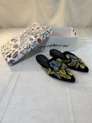 Jeffrey Campbell Shoes Women's 6.5 Black Velvet Mule NWB Claes Embroidered
