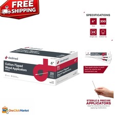 200 Sterile 6  Cotton-Tipped Wood Applicators for Precise Application  Crafts