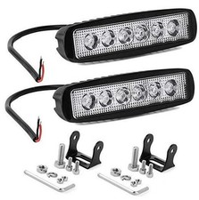 2pcs 18W 6 Inch LED Work Light Spot Beam Single Row LED Light Bar 12V 24V