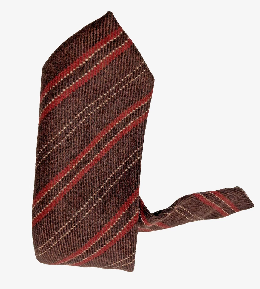 Галстук Emeregildo Zegna/коричневые и красные полоски сделано в Италии длинный 62 дюйма - Изображение 3 из 4