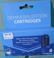 Rite Aid Brand Demineralization Cartridge for Ultrasonic Humidifiers. 4 Pack.