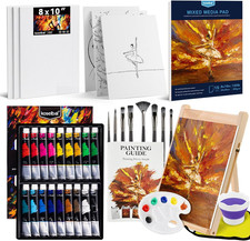 Acrylic Paint Set for Adults & Kids - 37PCS Art Painting Supplies Kit with 18 Co