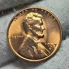 1957 Lincoln Wheat Small Cent, Red, Uncirculated, Philadelphia