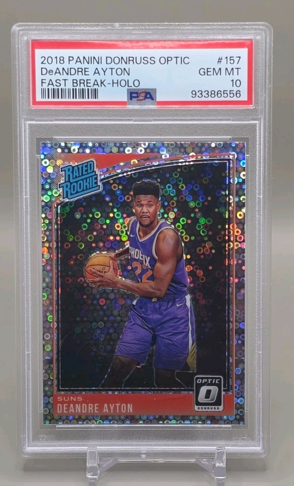2018 Panini Optic Fast Break Holo DeAndre Ayton RC Phoenix Suns #157 PSA 10