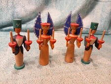  Bergmann und Engel, Holzfigur, Erzgebirge, DDR, 13 und 15 cm 4 Stück 