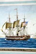 Estame BAUGEAN La Frégate des Etats-Unis d’Amérique Le Président Paris c.1810