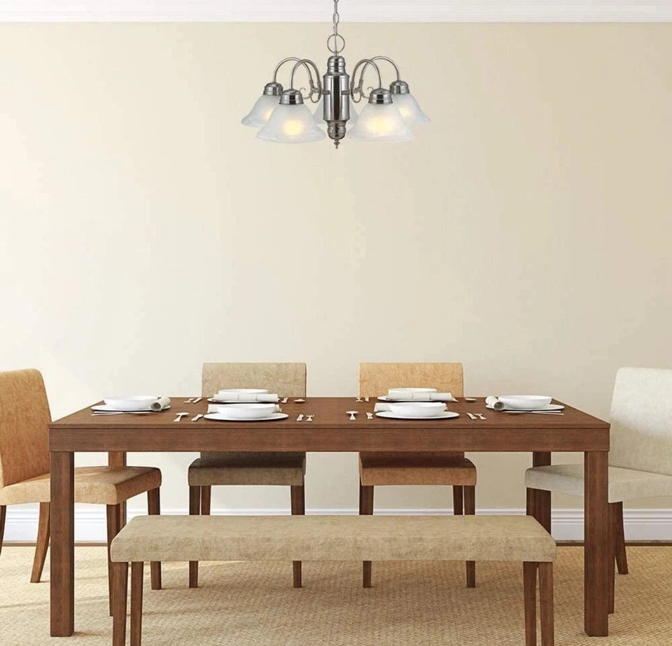 Lámpara de araña Design House 511535 Millbridge 5 luces 22" de ancho, níquel satinado Foto 2 de 4