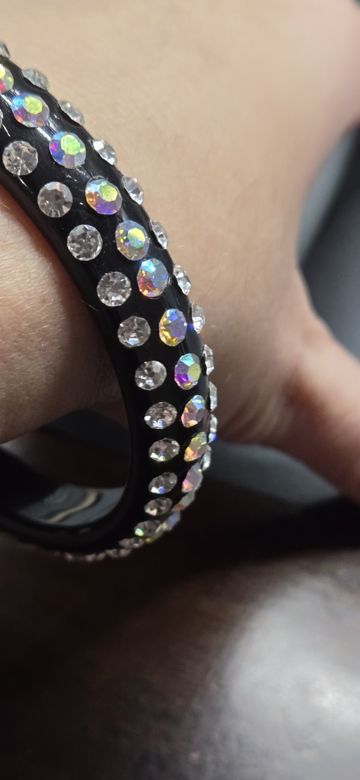 Stackable Black Multicolor Rhinestone Bangle Brac… - image 8