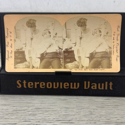 My Dear, Isn't Your Razor Dull? Stereoview Imperial View Co. 1900s Comedy