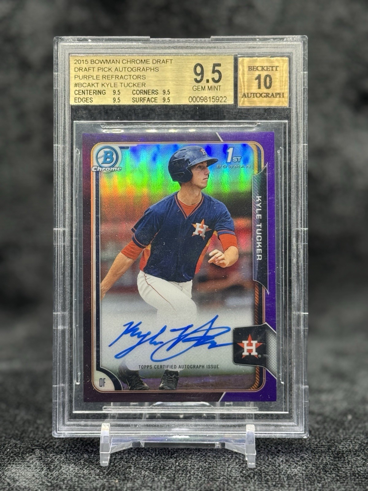 2015 Bowman Chrome Draft Kyle Tucker Auto 1st Purple Refractor #/250 BGS 9.5/10