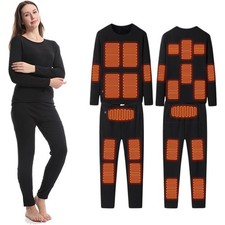 Heated Thermal Underwear Set - Men's Fleece Lined Base Layer Shirt  Pants