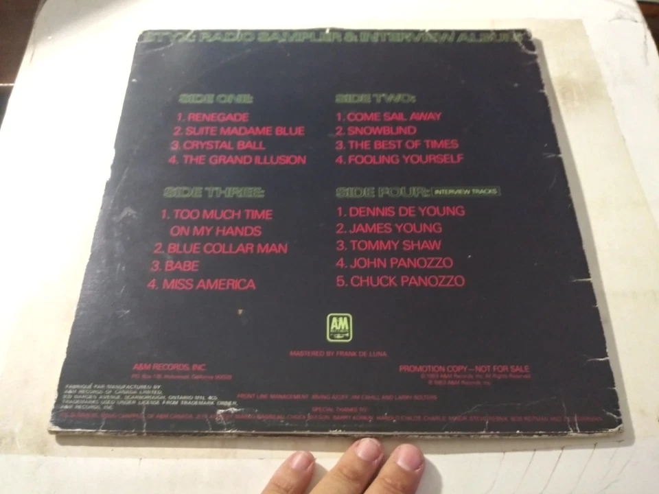 Styx: Radio Sampler & Interview Album VG+ Canada 4xAUTOGRAPHED 2xLP Record 1983 - Image 4 of 4