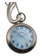Denmore Pocket watch Open Face Quartz With Carabiner Fresh New Battery