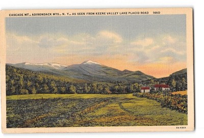 Adirondack Mountains New York NY Postcard 1933 Cascade Mt From Keene Valley