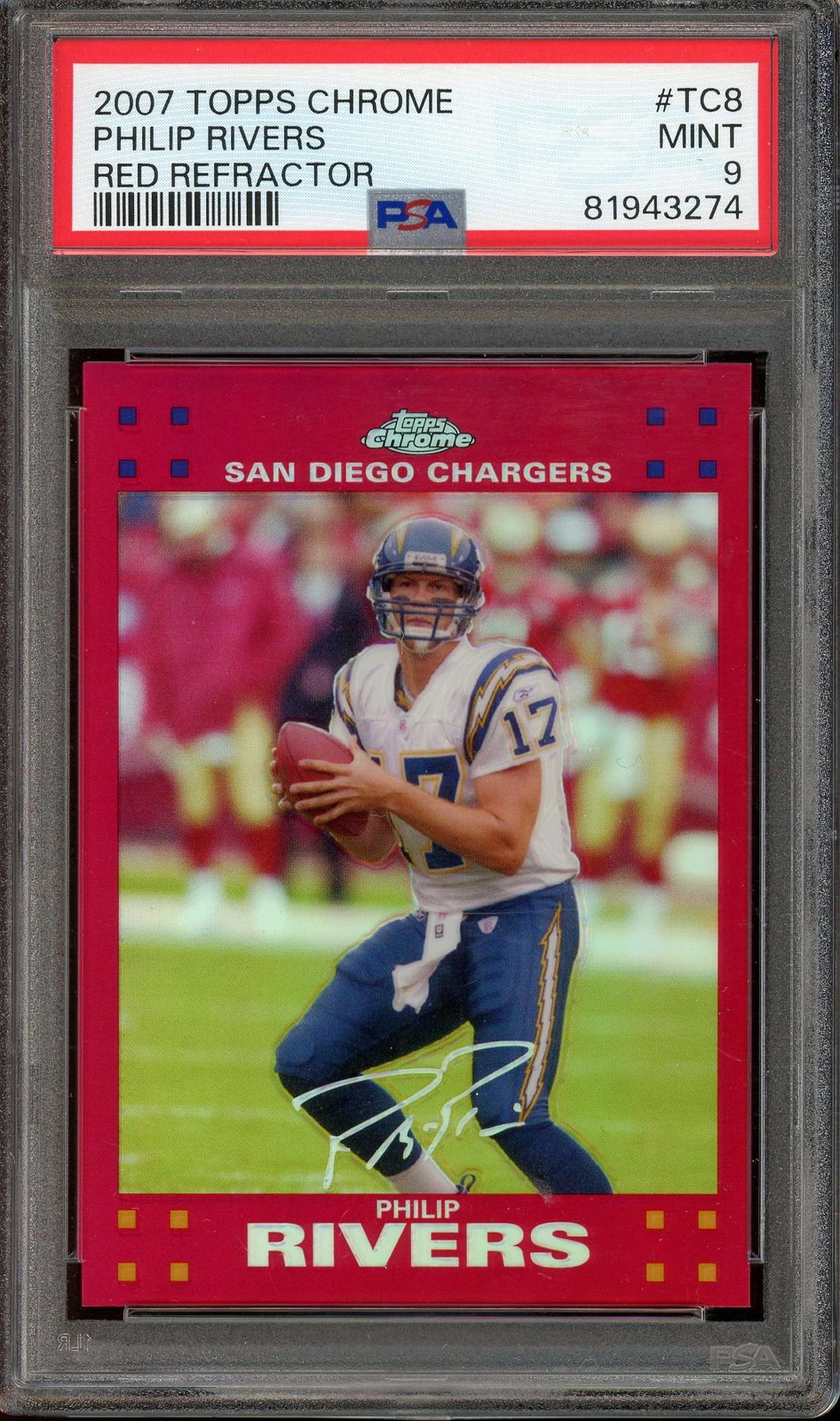 2007 Topps Chrome #TC8 Philip Rivers Red Refractors Uncirculated PSA 9 #/139