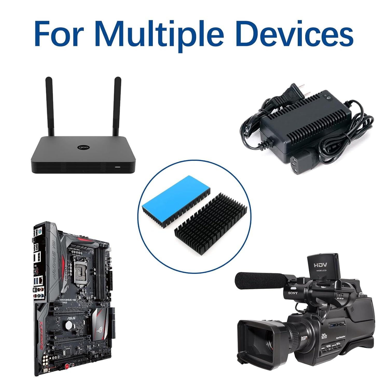 4Pcs Heatsink 80 x 40 x 11mm Black Aluminum Heat Sink Radiator Cooler with Therm