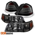 For 1998-2011 Ford Crown Victoria Smoked Headlights + LED Tail Brake Lamp Pair