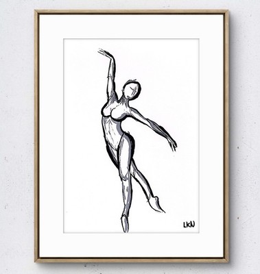 Laeknapes 10x7 Paper Expressive Dancer Figure Study Black Ink Fine Art Drawing