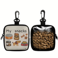 1Pc Dog Print Dog Treat Bag with Hook and Zipper - Pet Training Set, Puppy Pet T