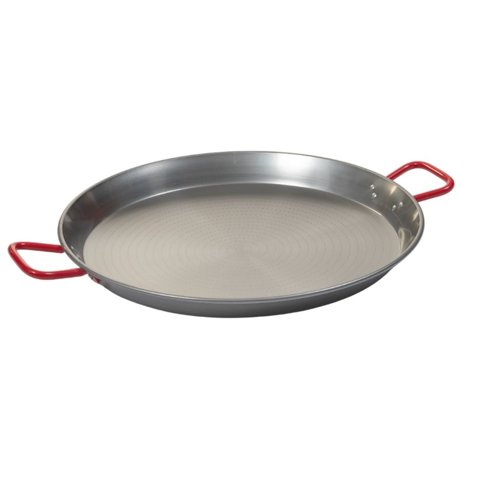 Plat à paella Valence en acier poli de 70 cm pour repas de famille