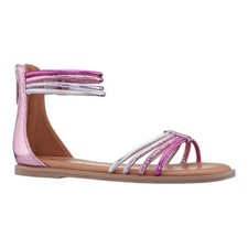 Nina Kids Pink Brianna Ankle Strap Metallic Strappy Flat Sandals Size 3