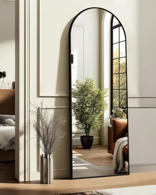 Arched Full Length Mirror, 56''x15'' Standing Body Mirror for Wall, with Alumin...