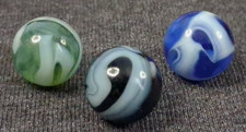 Vintage Akro Agate Slag Set Of 3 Marbles 5/8" - Mint Condition 526140