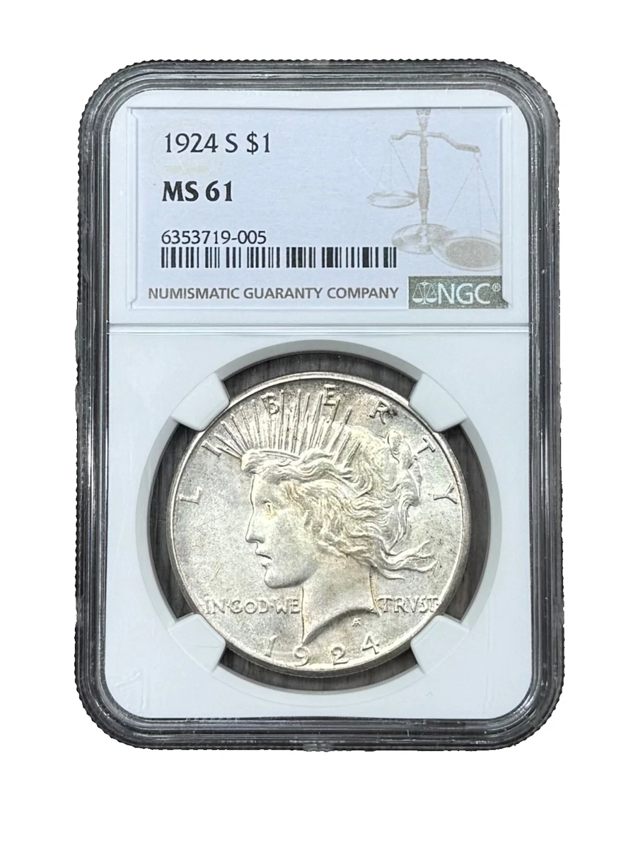 Uncirculated Silver 1924 Year Peace Dollars (1921-1935) for sale