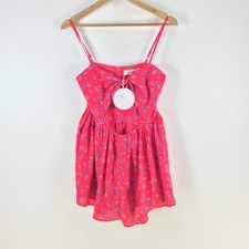 NEW Luvalot womens playsuit romper 10 red floral sleeveless zip 115036
