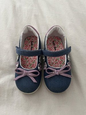 Süße Mädchenschuhe mit Schleife Gr. 24 Blau Rosa Klettverschluss