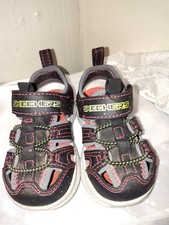 Skechers Toddler Kids Sport Sandals Black Red Adjustable Strap Lightweight