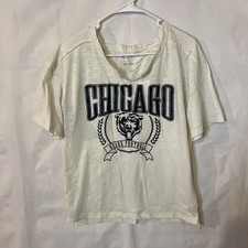 Women s Chicago Bears Shirt Sleeve Tshirt Ivory/Blue Size Med V Neck