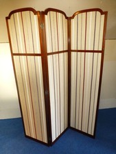 Antique Folding Divider Mahogany Inlaid Triple Panel Dressing Vanity ScreenC190