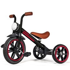 Kids Tricycle, 12 Inch Puncture Free Wheel w Front Light, Adjustable Seat Hei...