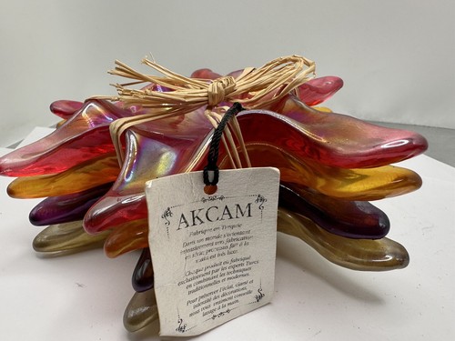 Akcam Turkish Hand made Iridescent Glass Bowls Starfish Set Decor Art Glass - Picture 3 of 7