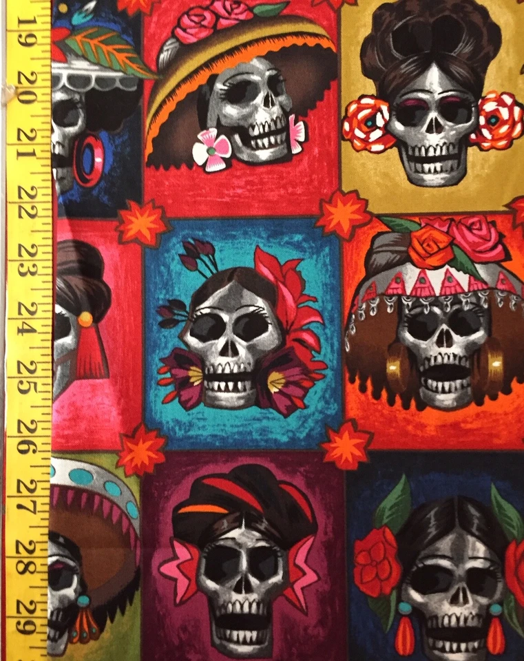 La Señoras Bright & Dark Alexander Henry Fabric Skulls Mexican Sugar - Image 4 of 4