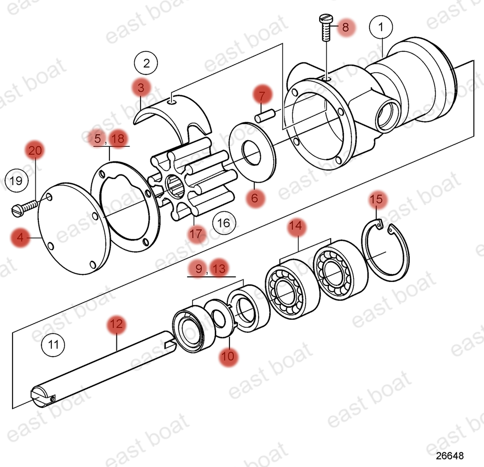 875584 Volvo Penta Water Pump Major Repair Kit MD5A MD5B MD5C MD17 ...