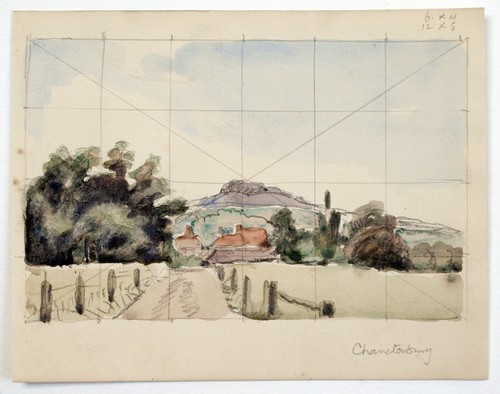 Reverend Henry Balmforth (1890-1977). Small watercolour landscape. Chanctonbury. - Picture 2 of 3