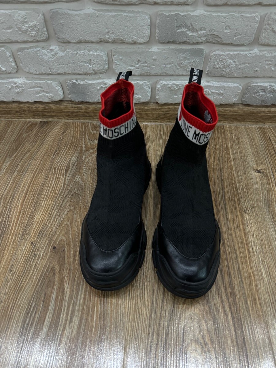 Love Moschino Women's FABRIC SOCK ANKLE BOOT High Hi-Top Trainers