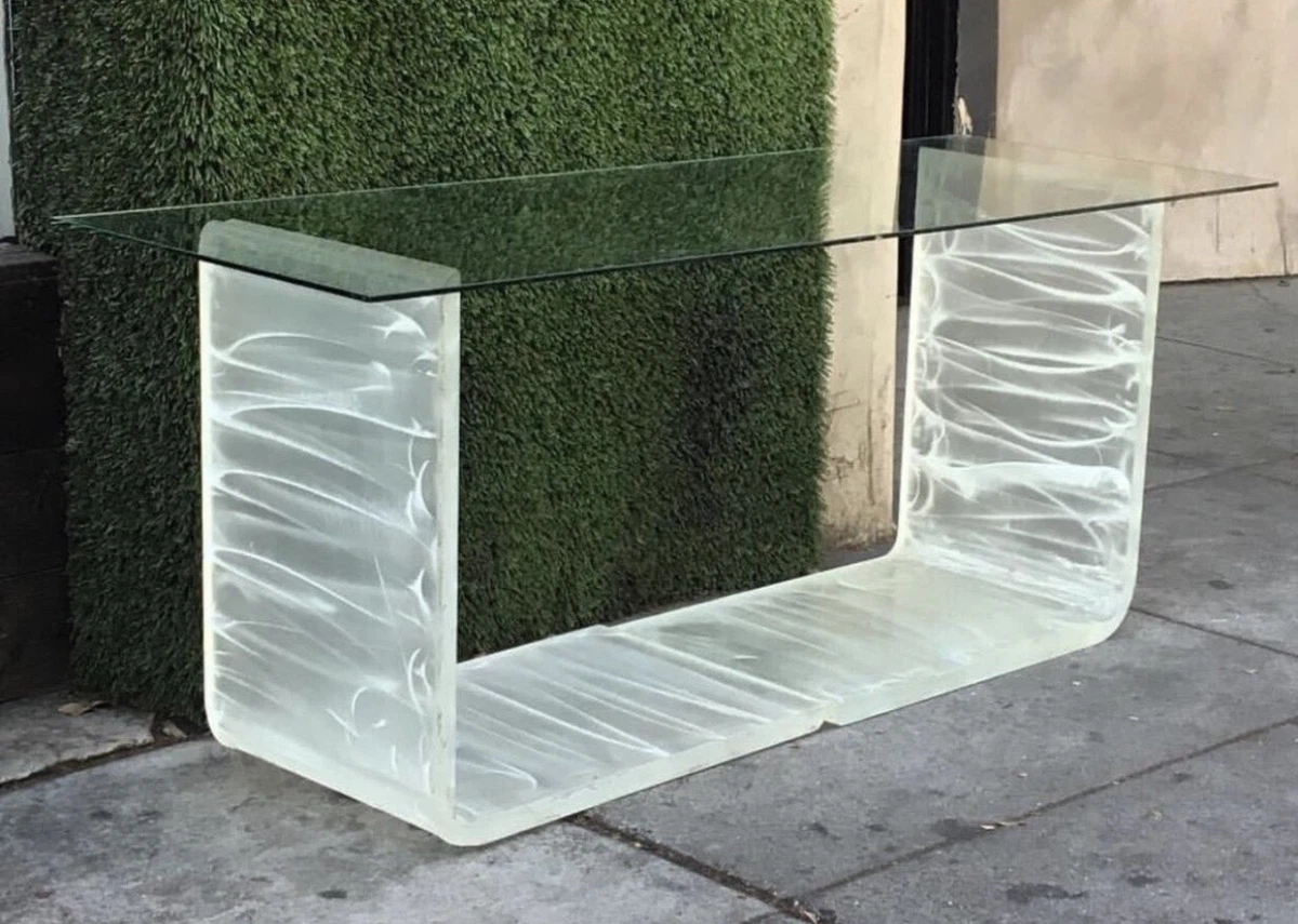 Lucite Glass Top Console Sofa Table Vintage 1970s MCM eBay