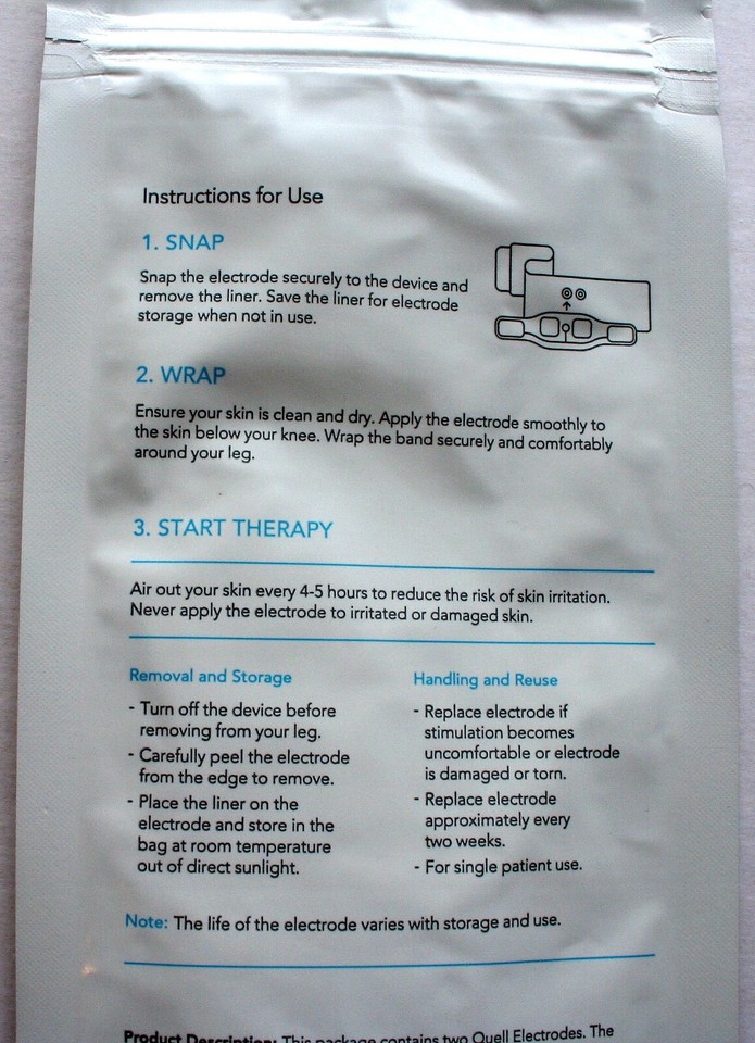 (2) Quell Electrodes Standard Pain Relief Therapy 1 Month Supply EXP 03