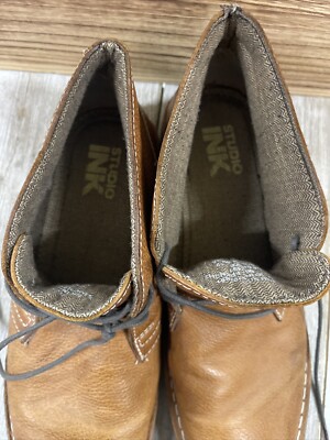 Studio Ink Mens Chukka Boots Brown Leather Almond Toe Lace 